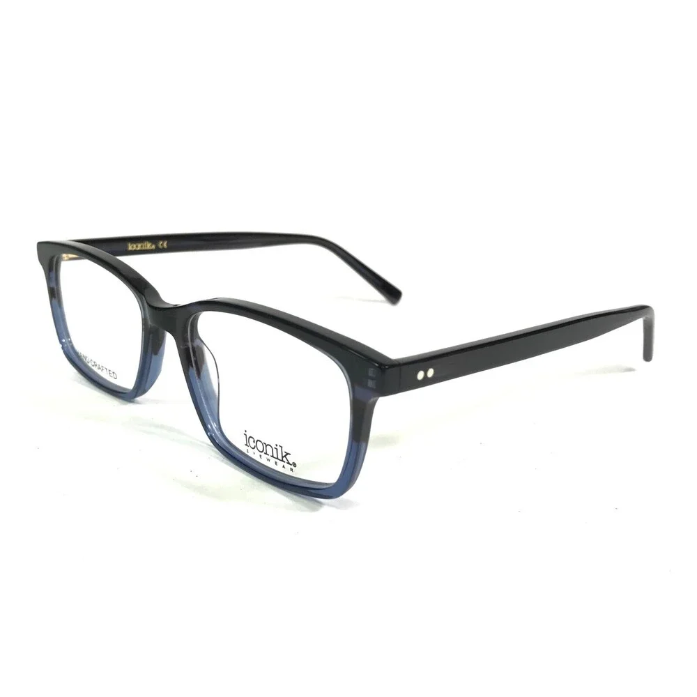 Iconik Eyeglasses Frames PK C2 Black Blue Tortoise Square Horn Rim 50-16-145